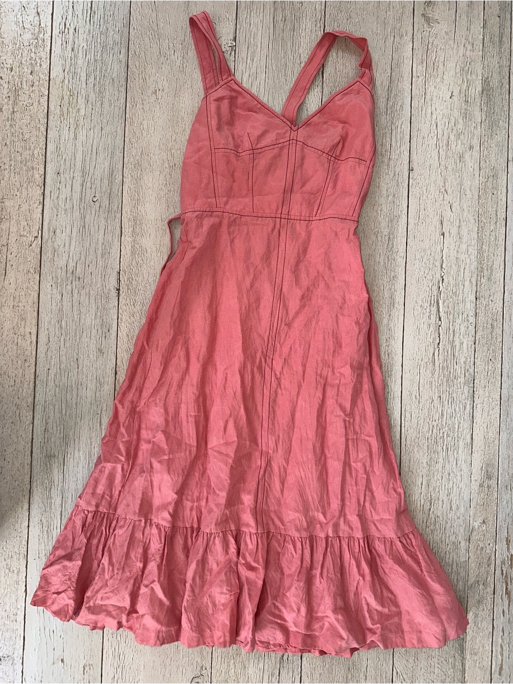 Rebecca Taylor Sleeveless Lace-Up Cotton/Linen Slip Dress